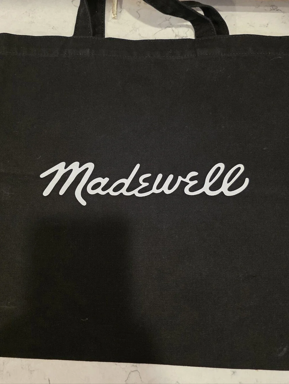 Madewell Black Tote with White Script Logo Bien Fait 15